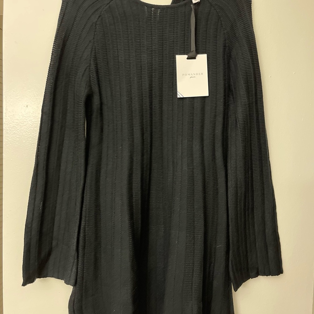 Pomander Place Black Ribbed Long Sleeve Sweater Dress